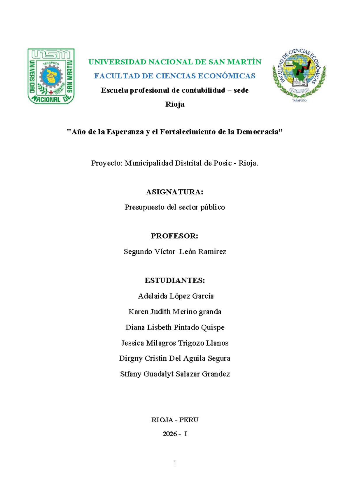 Informe de Presupuesto 2025 - Municipalidad Distrital de Posic - Studocu