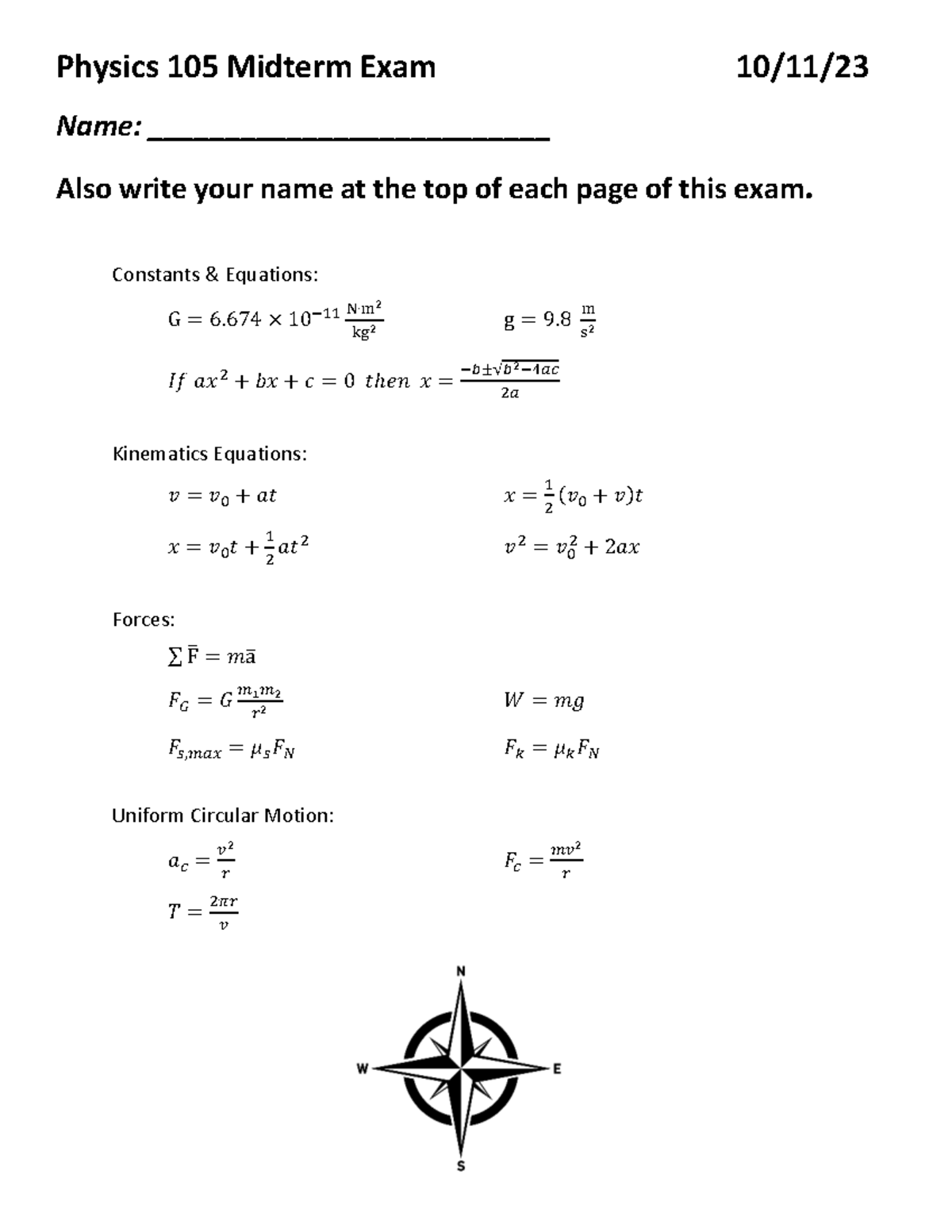 Physics 105 Midterm Exam Practice - 2023 - Studocu