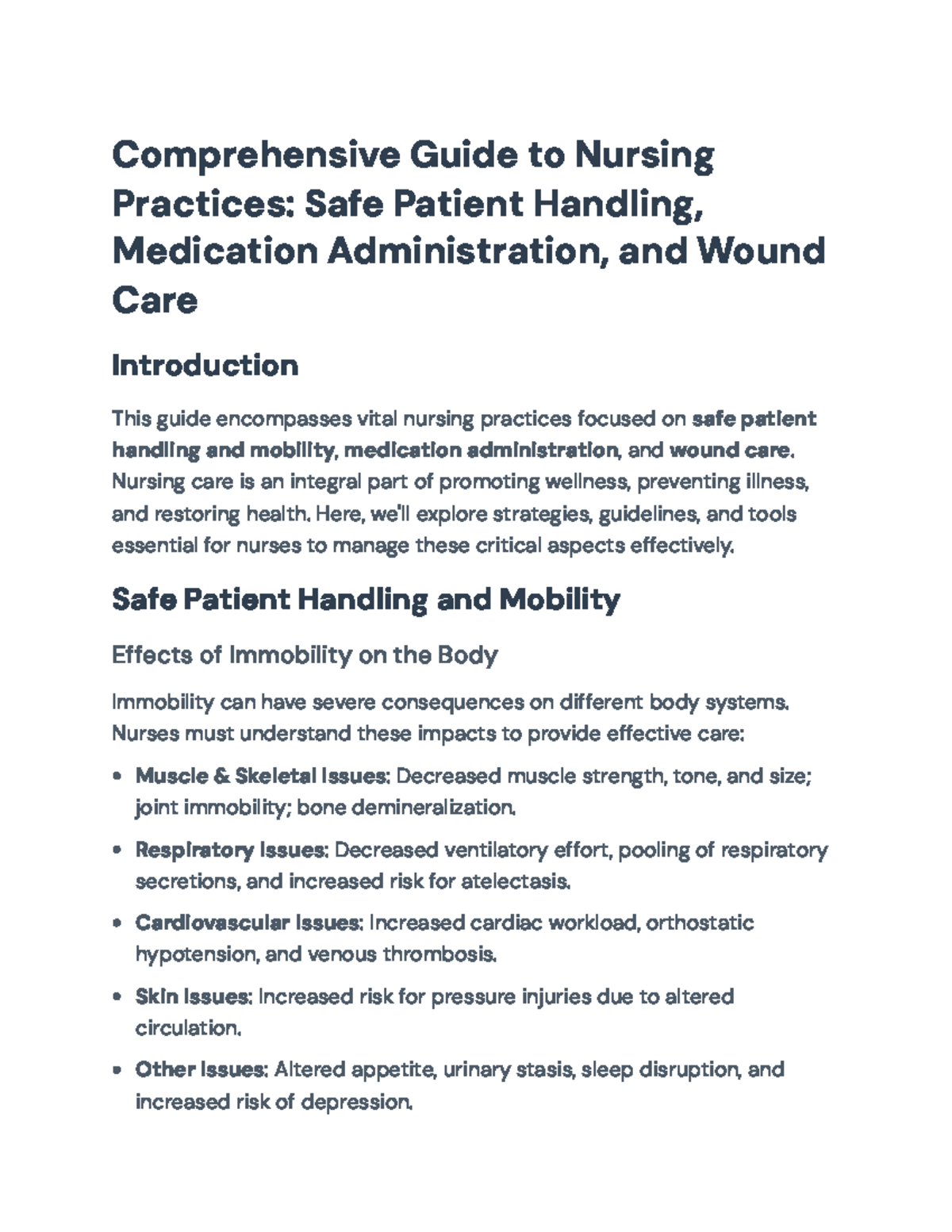 Nursing Practices Guide (NUR 101): Safe Patient Handling, Med Admin ...