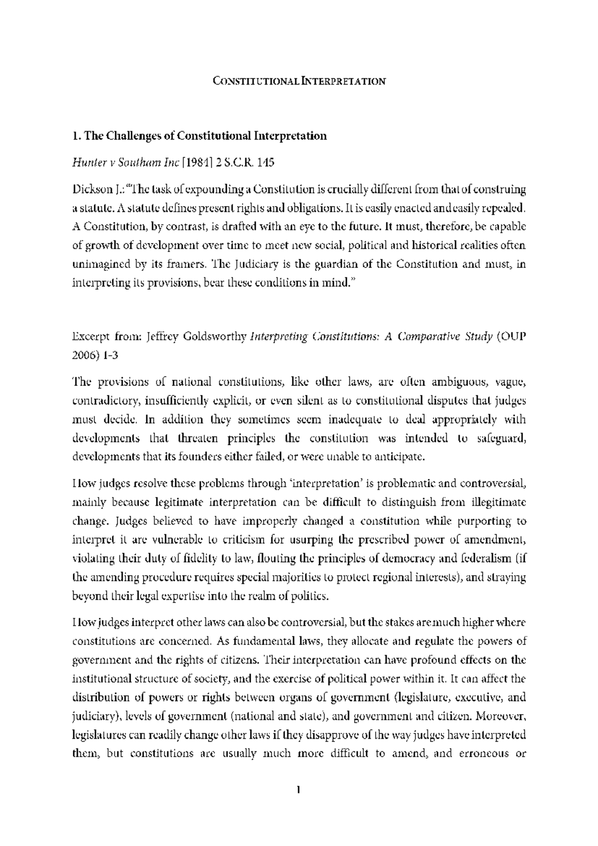 Constitutional Interpretation: Challenges and Approaches (LAW 101 ...