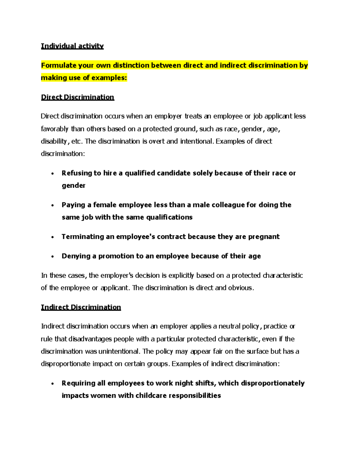 Unit 7: Discrimination and Employment Equity Cases Analysis - Studocu