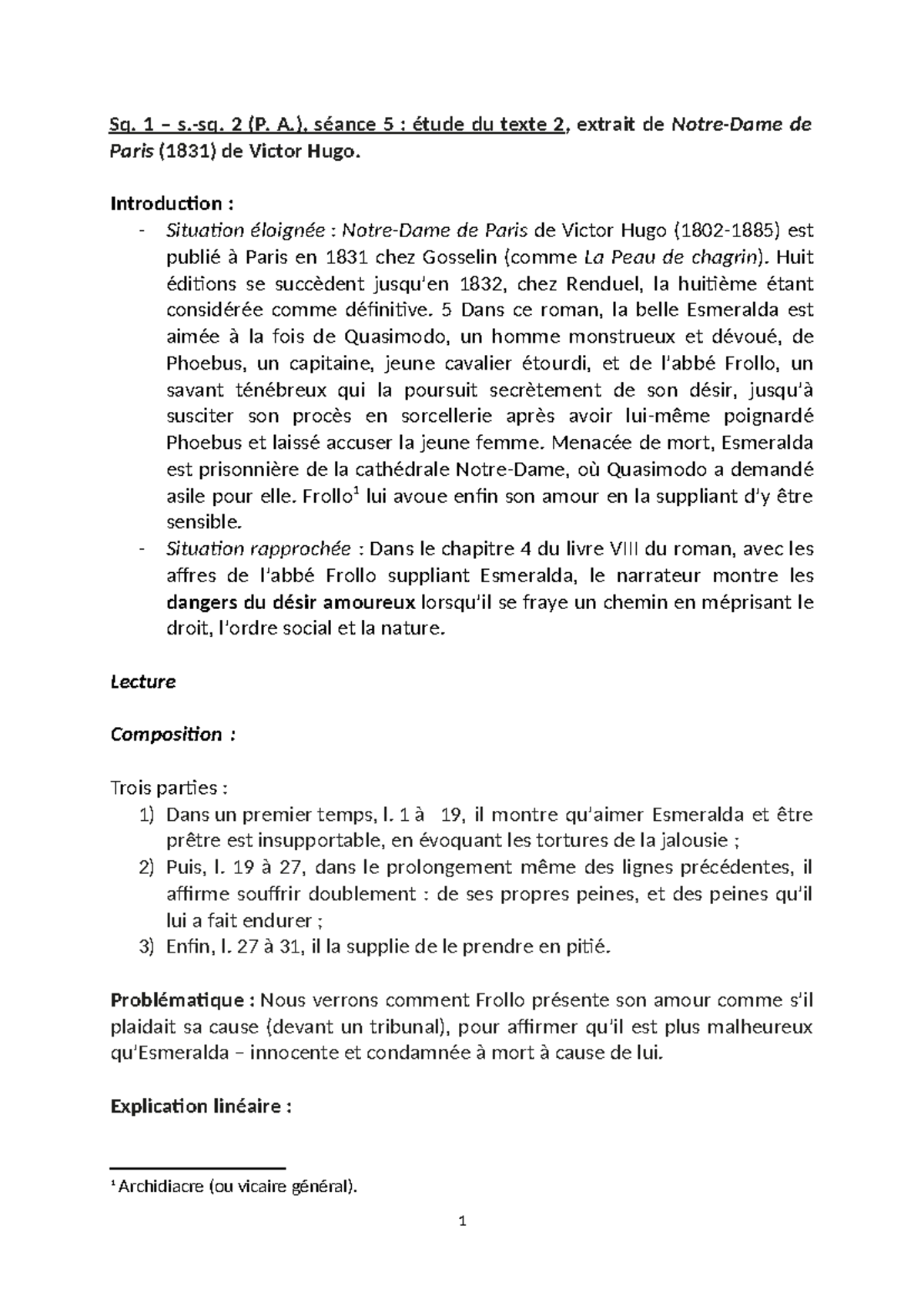 Hugo-Notre-Damede Paris - Sq. 1 – s.-sq. 2 (P. A.), séance 5 : étude du ...