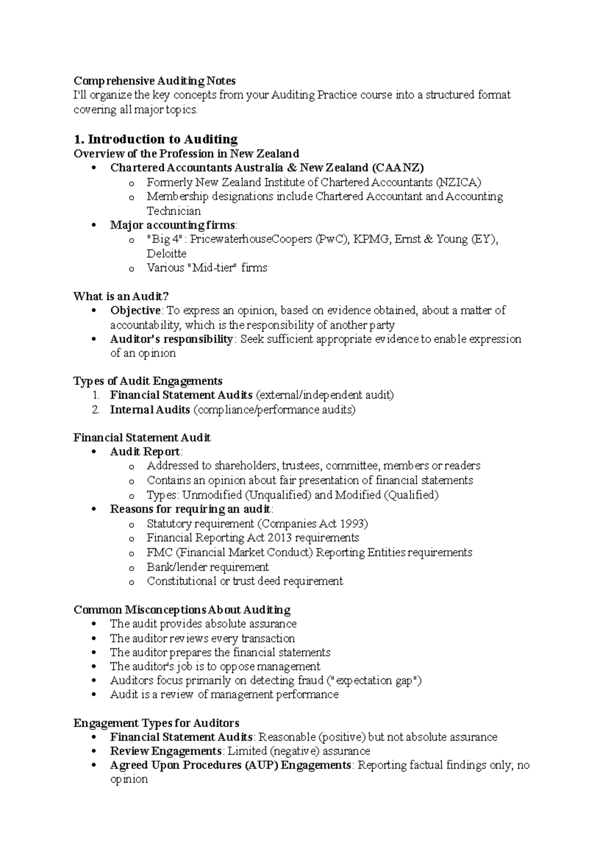 ACTP311 - Comprehensive Auditing Notes: Key Concepts and Practices ...