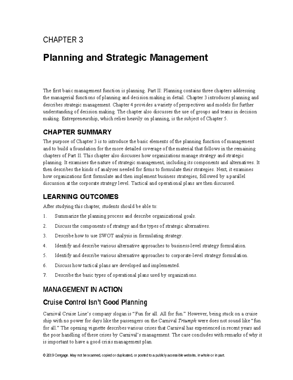 CHAPTER 3: Planning and Strategic Management Overview and Key Concepts ...