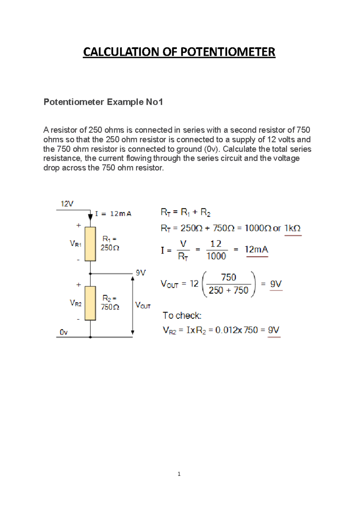 Calculating Potentiometer Values: Series Resistance & Wiper Position ...