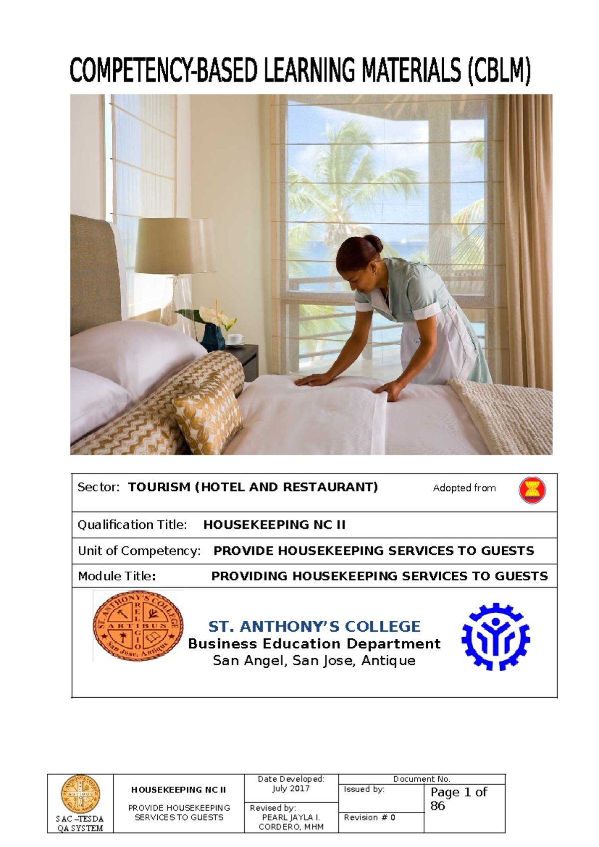 SAC - HOUSEKEEPING NC II: Final Module on Guest Services - Studocu