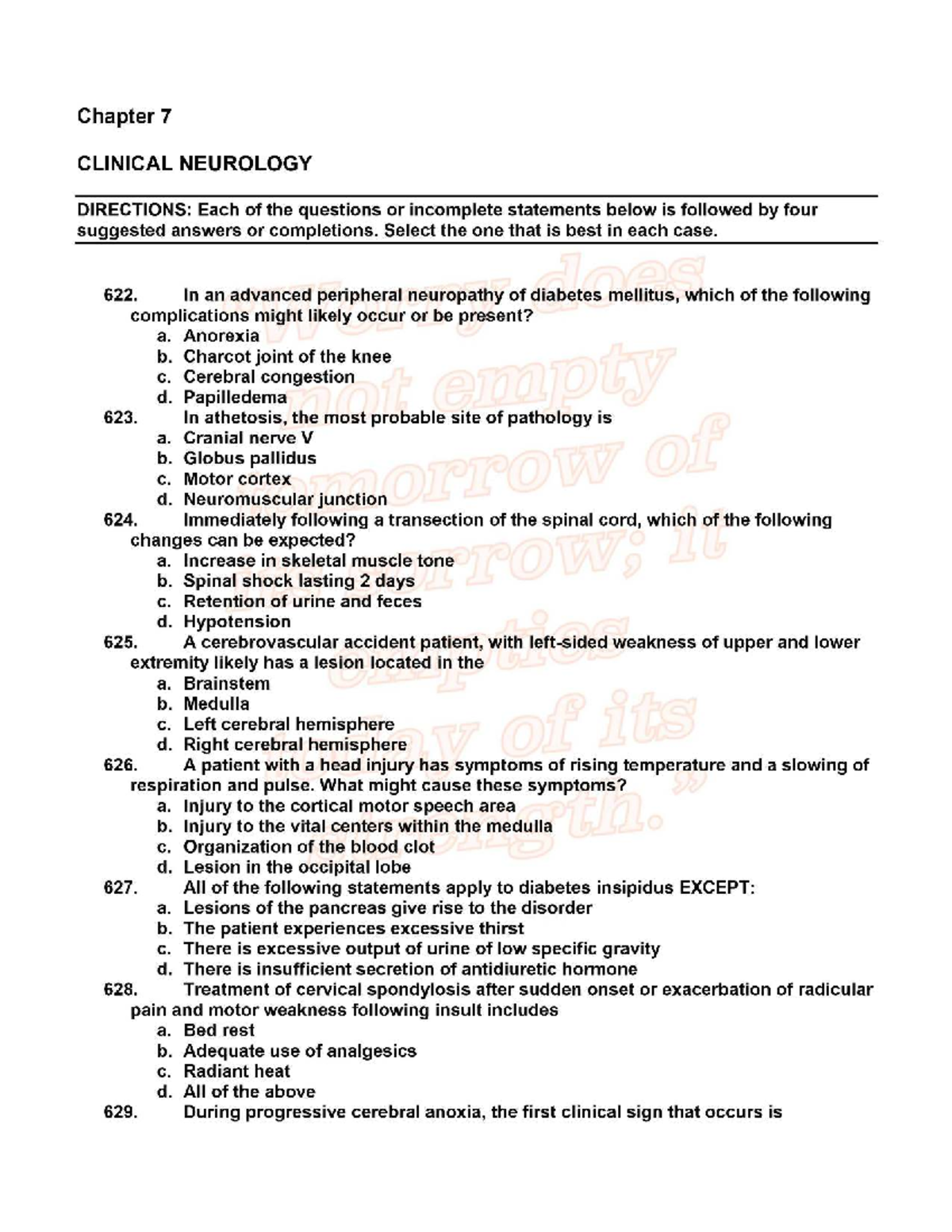 Chapter 7: Clinical Neurology Exam Questions and Answers (CLIN NEURO ...