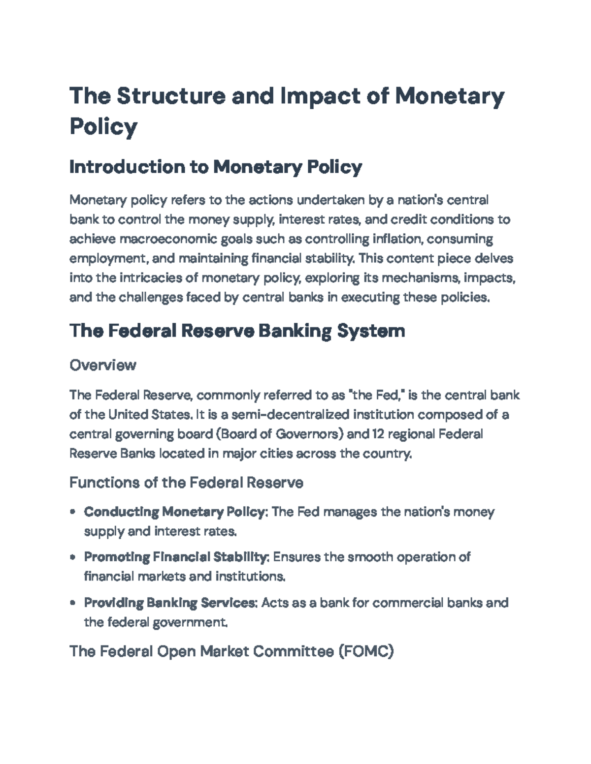 Monetary Policy Mechanisms and Impact on Economic Stability - The ...