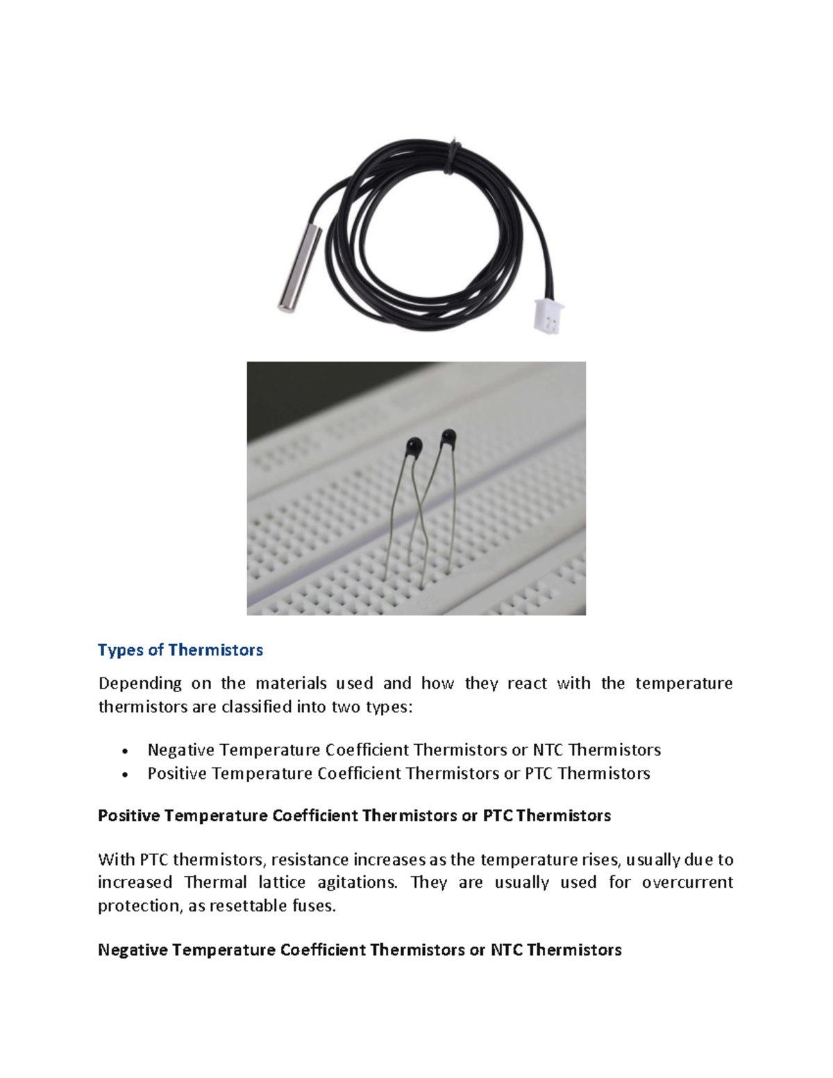 Thermistors: NTC & PTC Types Explained (Course Code: THM101) - Studocu