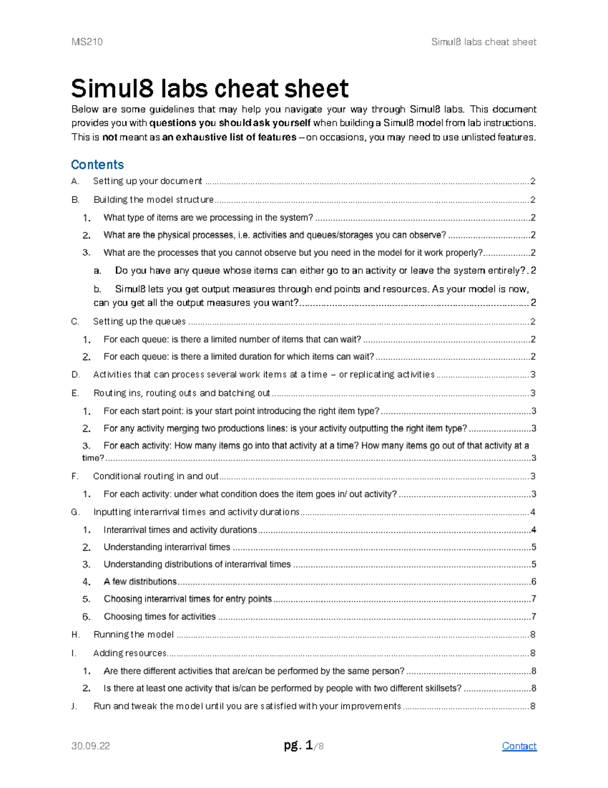 Simul8 Lab Guidelines: Cheat Sheet for Effective Models - Studocu