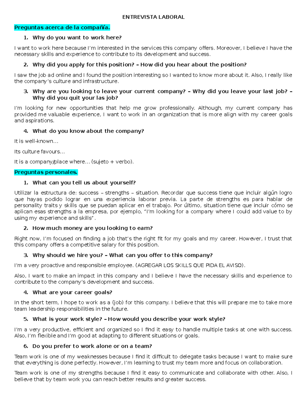 Resumen del Primer Parcial - Entrevista Laboral (Inglés 3) - Document Preview