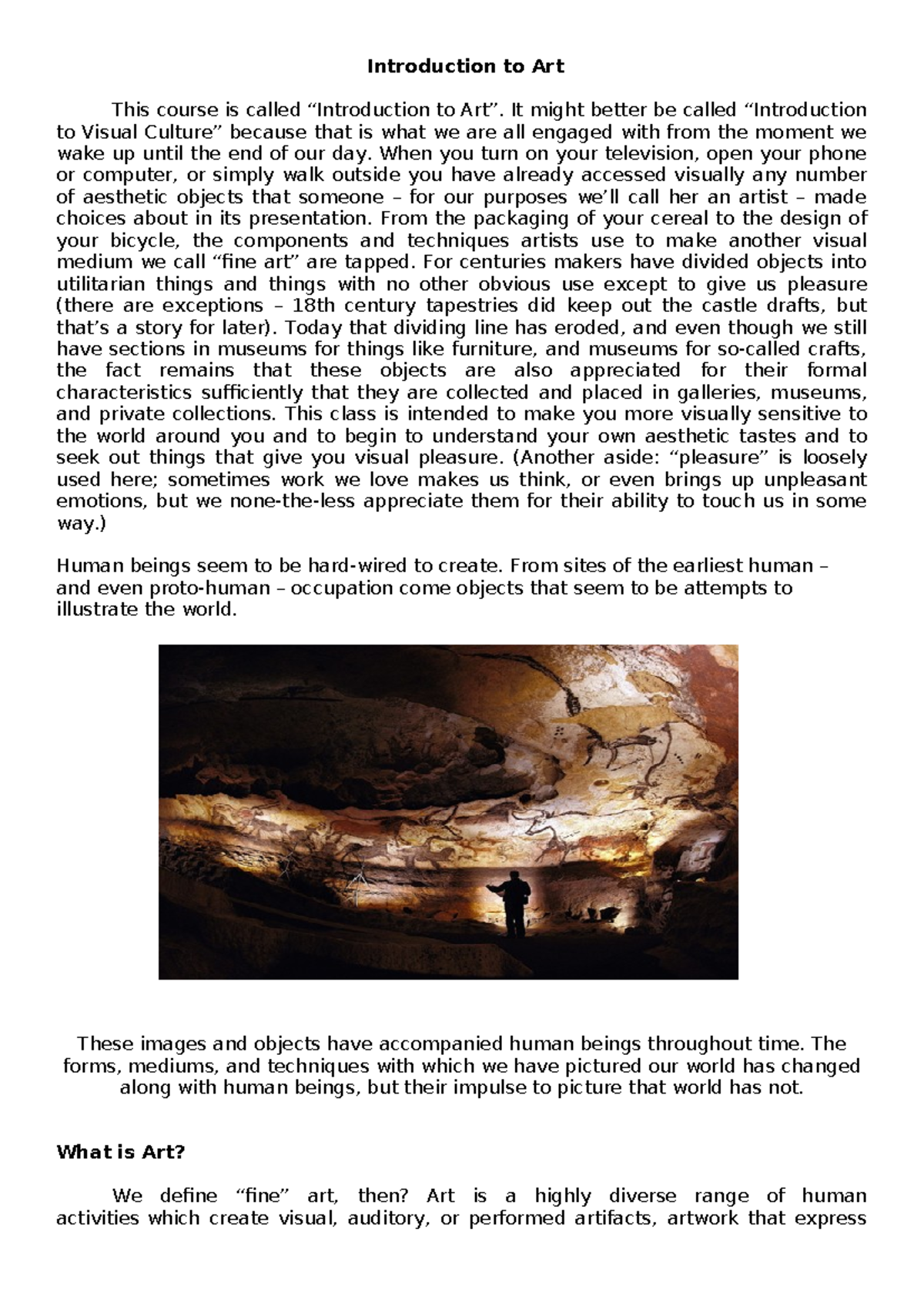 Introduction to Art - for lesson 1 only - Introduction to Art This ...