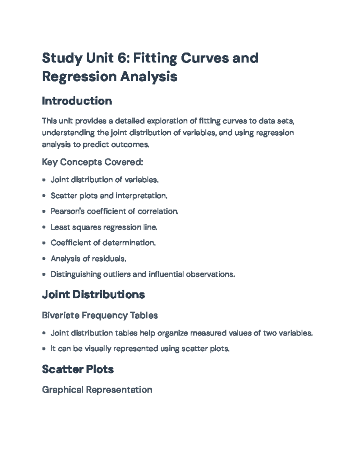 Study Unit 6: Curve Fitting and Regression Analysis Techniques - Study ...