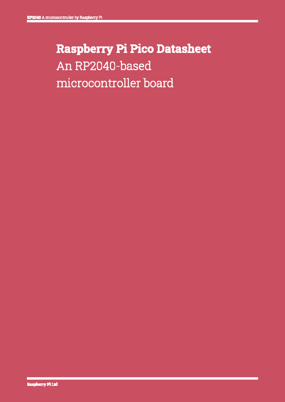 Raspberry Pi Pico Datasheet (RP 008307 DS 1) Overview and Specs - Studocu