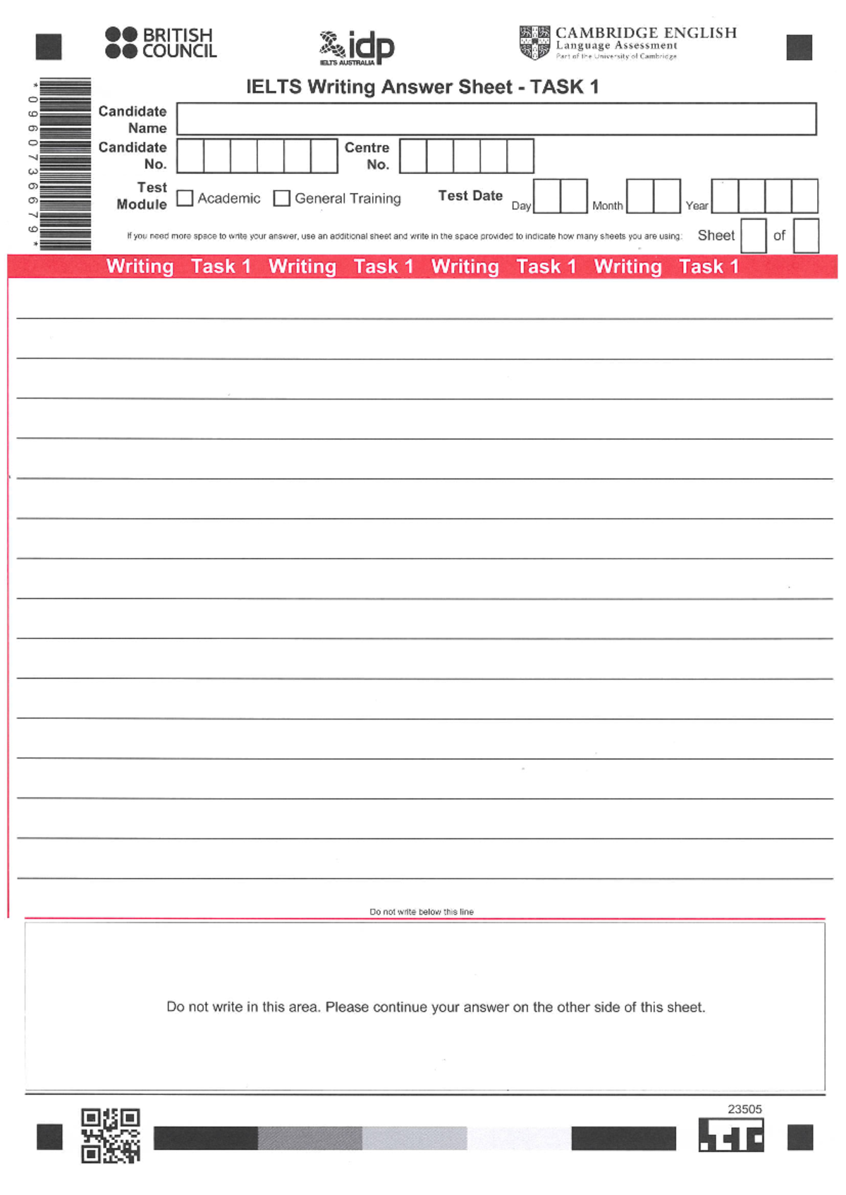 Task 1 Answer sheet Rory Ielts - BRITISH CAMBRIDGE ENGLISH COUNCIL Lidp ...