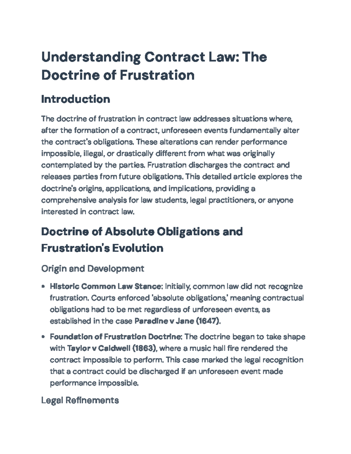 Doctrine of Frustration in Contract Law: Comprehensive Overview ...
