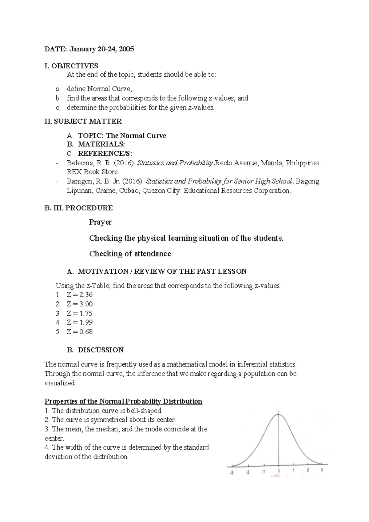 Statistics and Probability: The Normal Curve Overview (LP 3) - Studocu