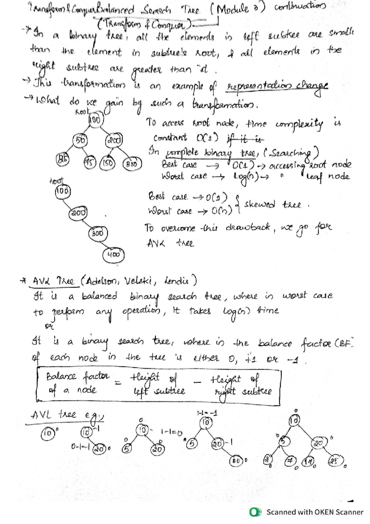 Transform and Conquer: AVL Trees and Heaps (BCS401) Module 3 Notes ...