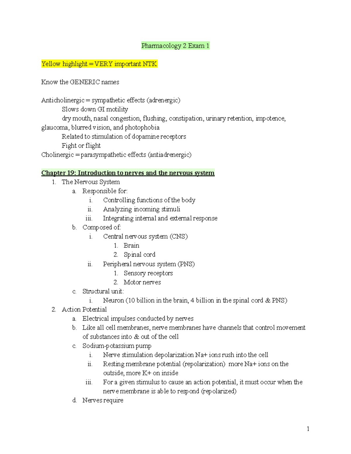Pharmacology 2 Midterm Exam Study Notes and Key Concepts - Studocu