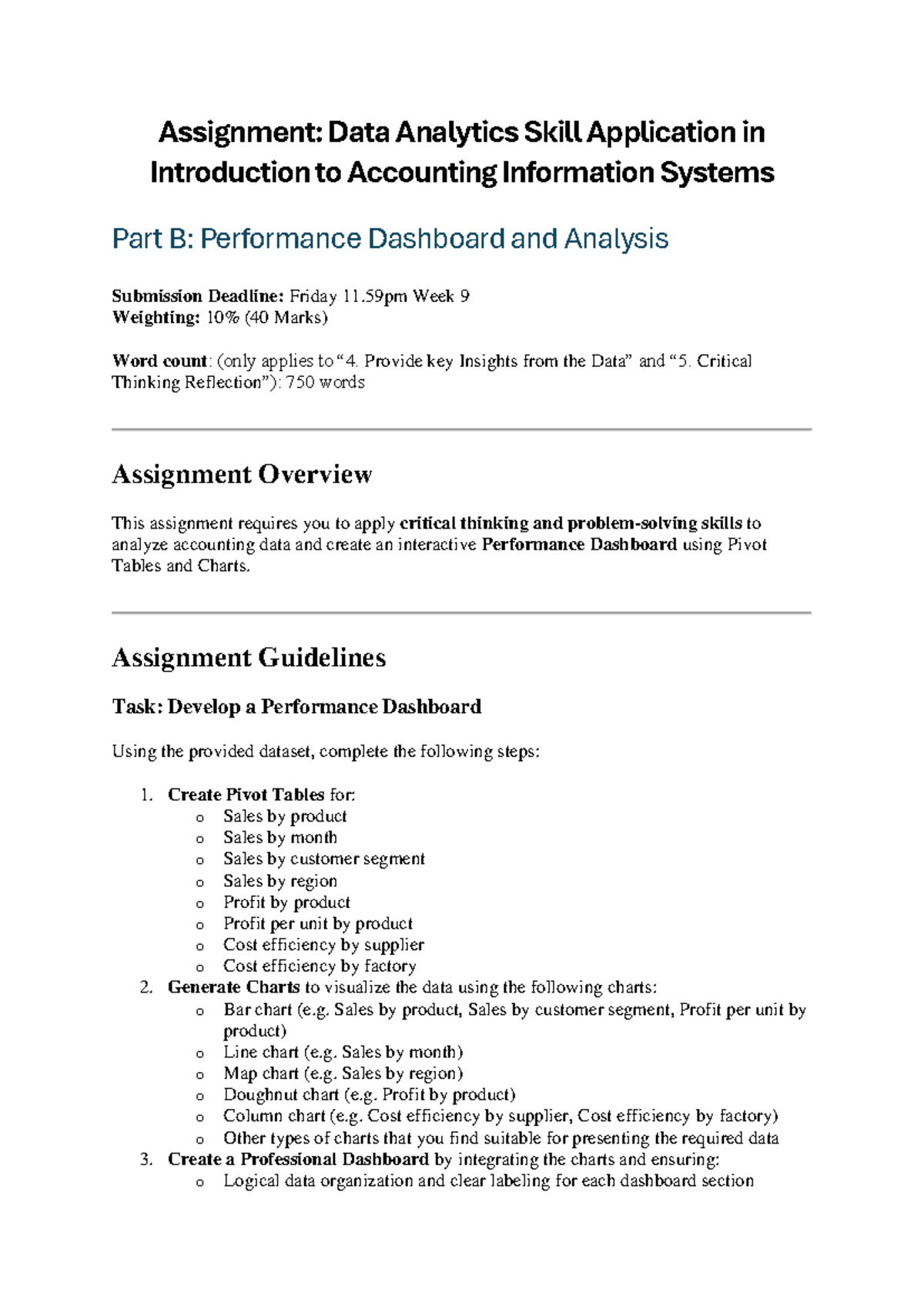 Assignment Part B Dashboard and Analysis - Assignment: Data Analytics ...