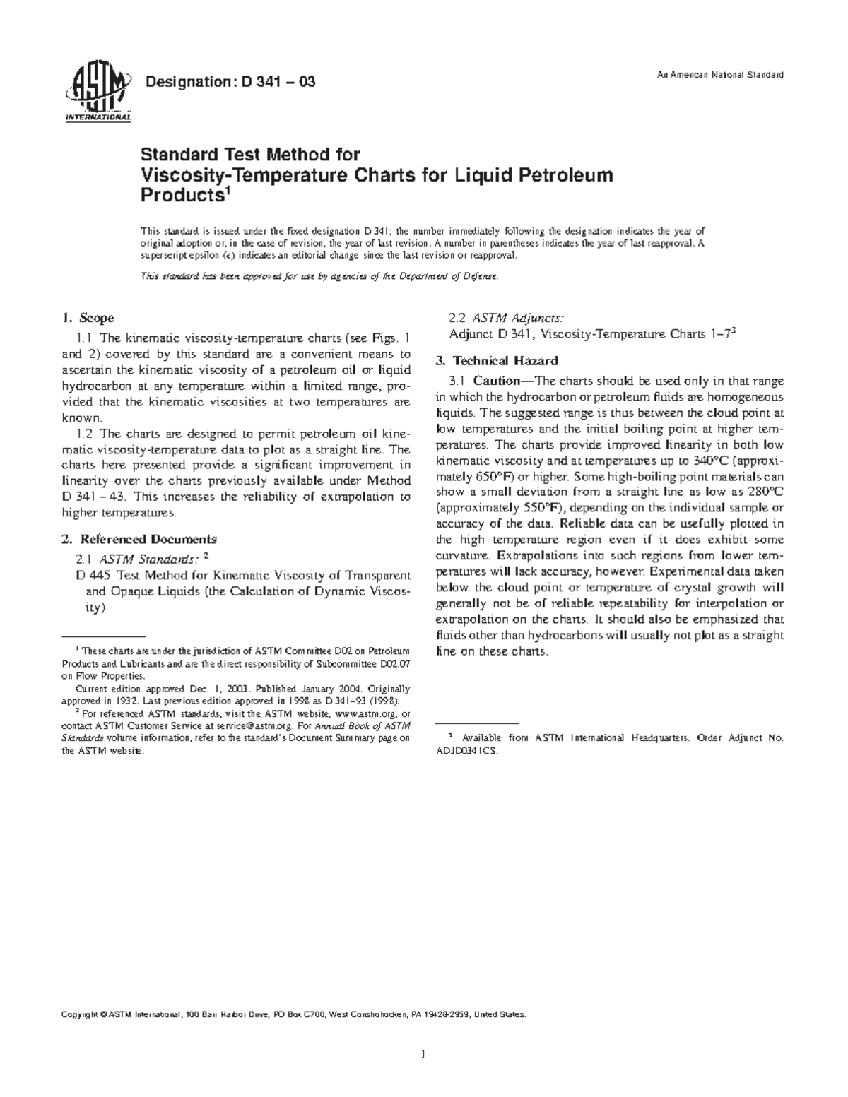 ASTM D 341 03 Standard Test Method for Kinematic Viscosity Charts - Studocu