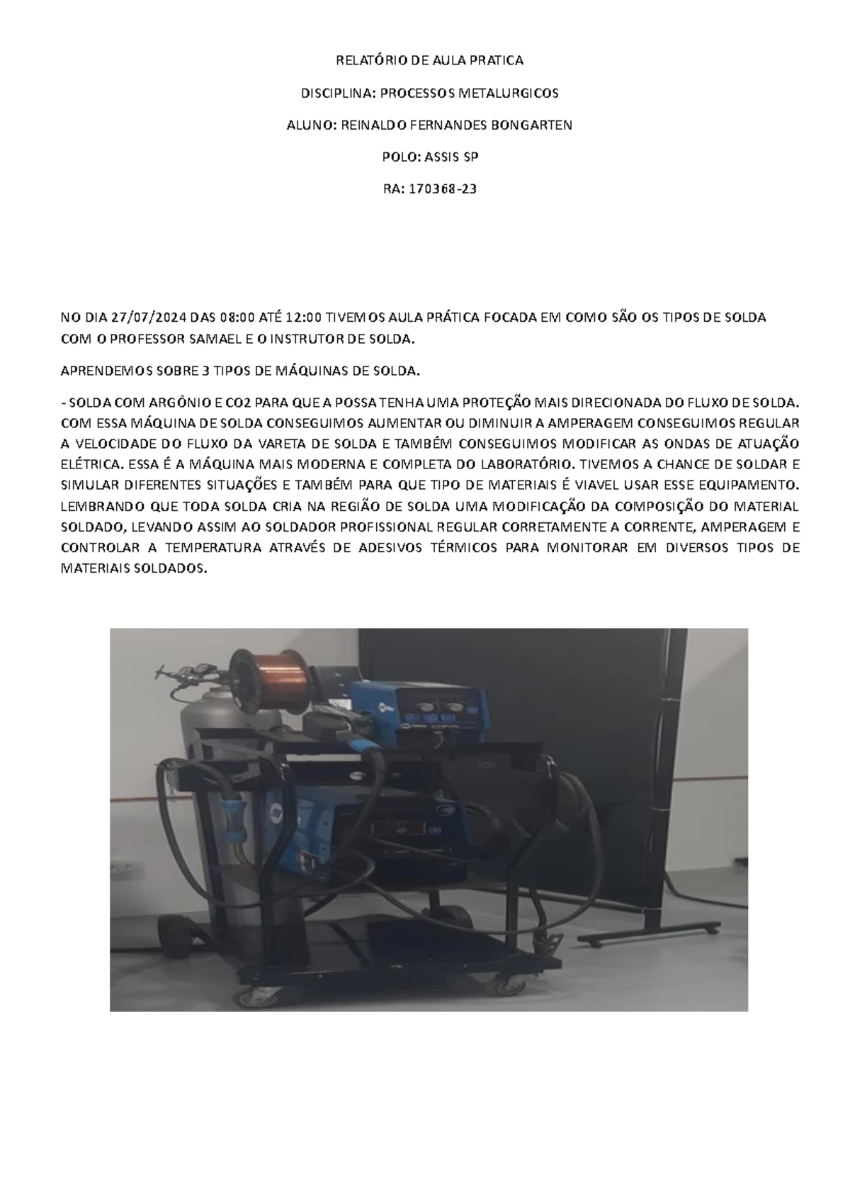 Relatório de Aula Prática: Termodinâmica Aplicada - Engenharia Mecânica ...