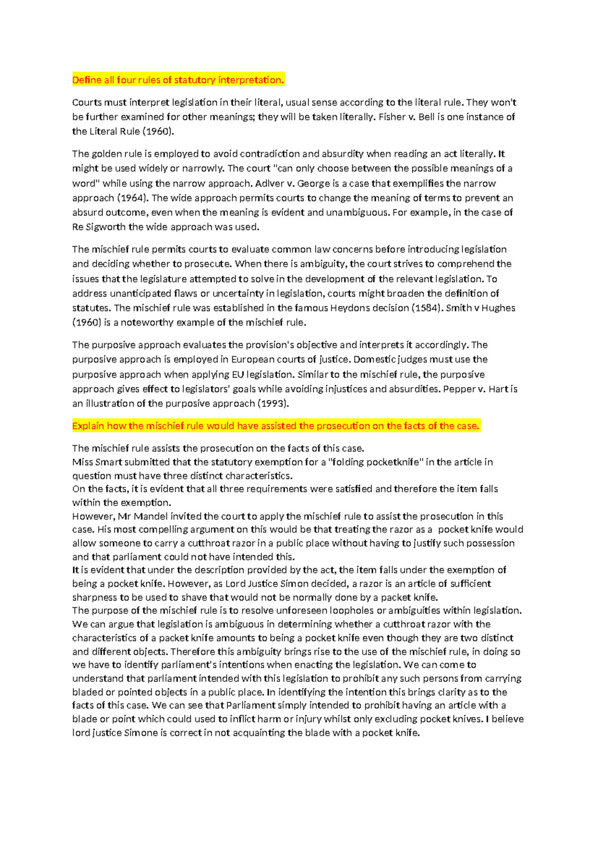 Statutory Interpretation: Common Law and Defamation Analysis (LAW 4 ...