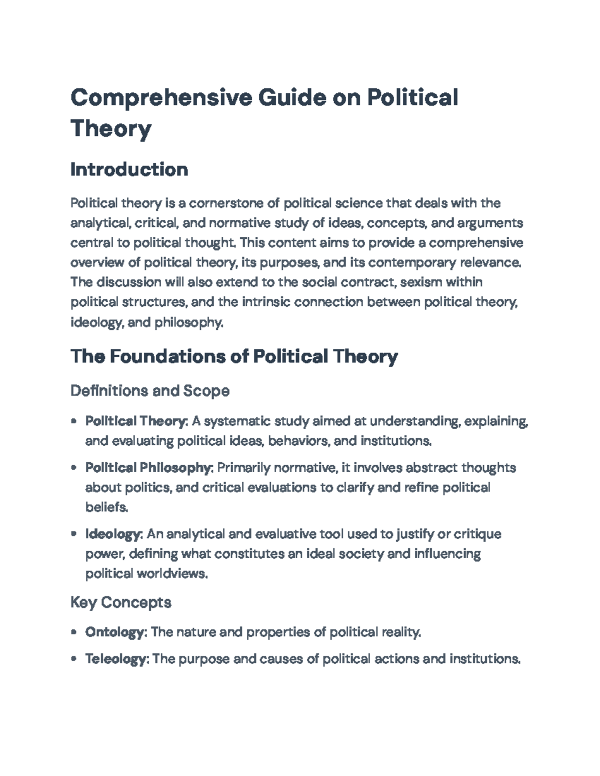 Comprehensive Guide on Political Theory: Concepts and Critiques ...