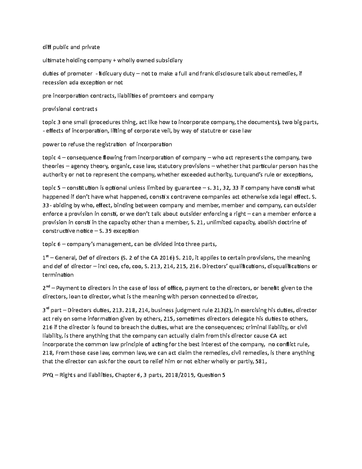 Company Law Tips: Key Concepts and Duties Overview (CL 101) - Studocu