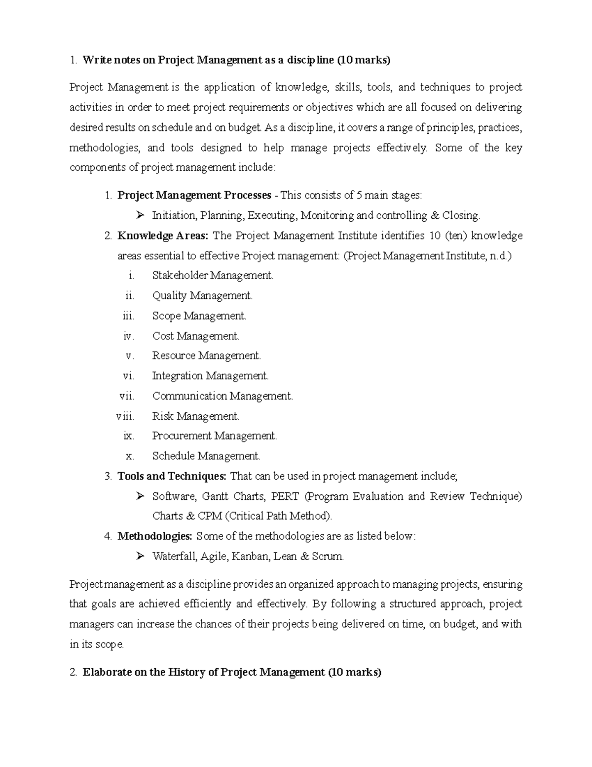 PJM 101: Overview and History of Project Management Discipline - Studocu