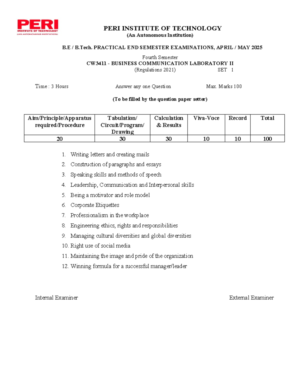 CW3411 Business Communication Lab II - Practical Exam Guide - Studocu