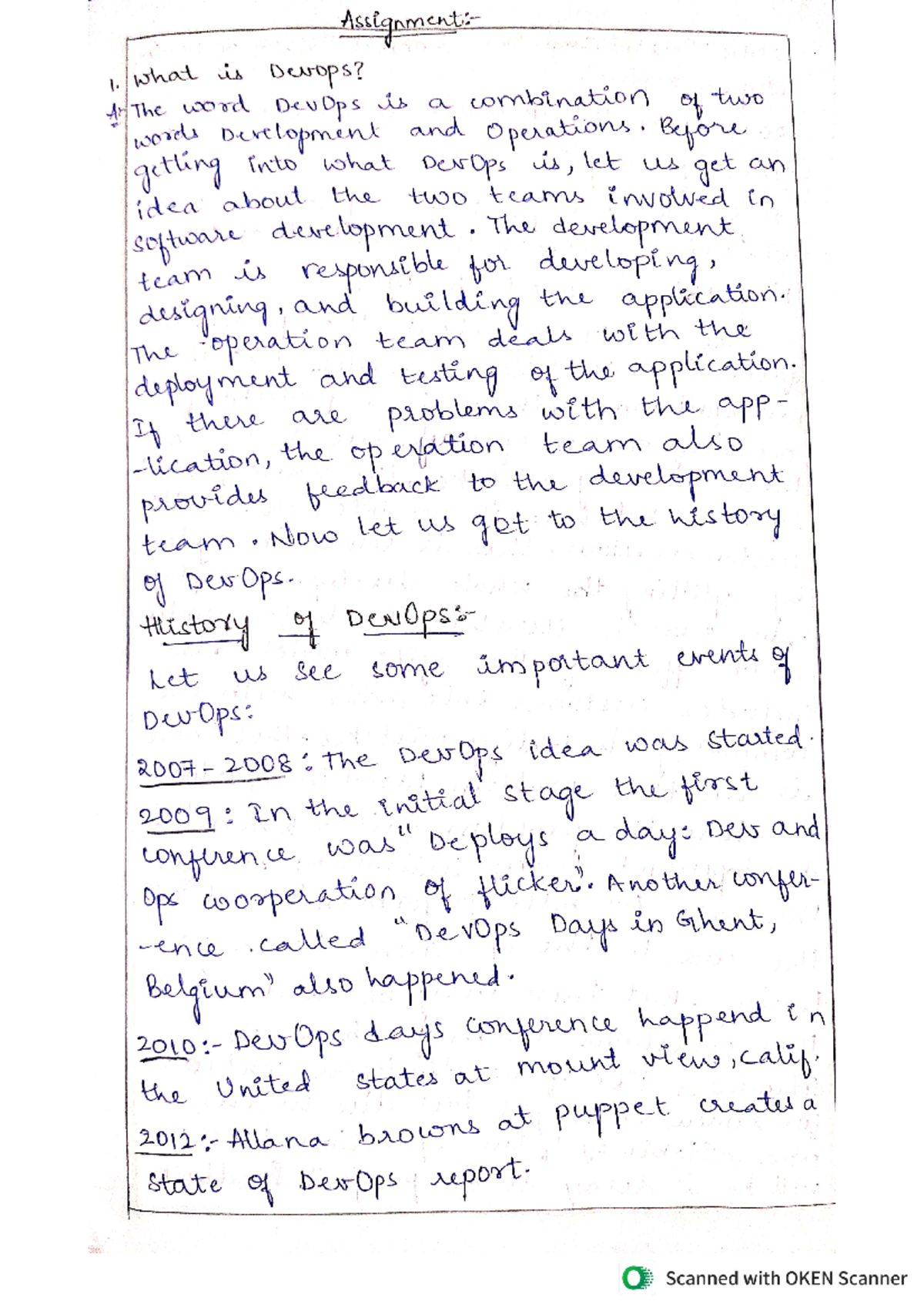 Dev Ops assignment - Devops - 1. what is Devops? An The word Devops is ...