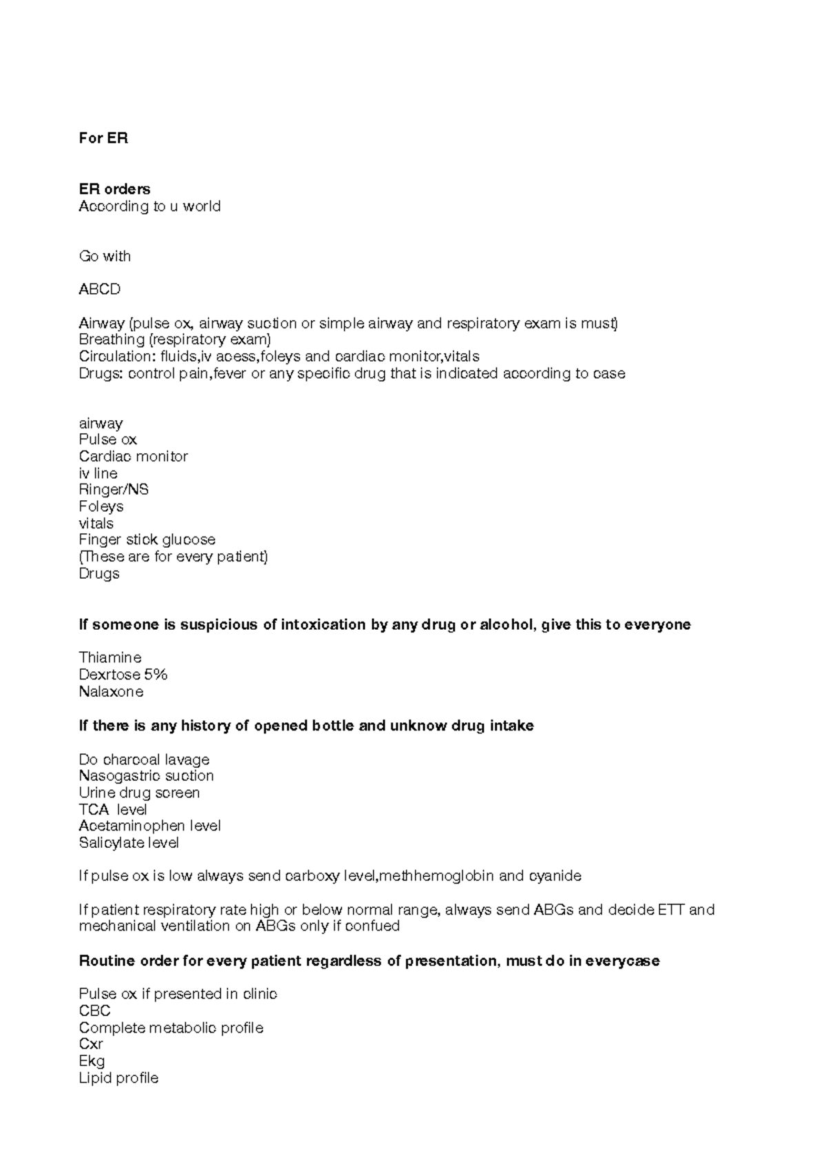 CCS guide Step 3: ER orders and management protocols - Studocu