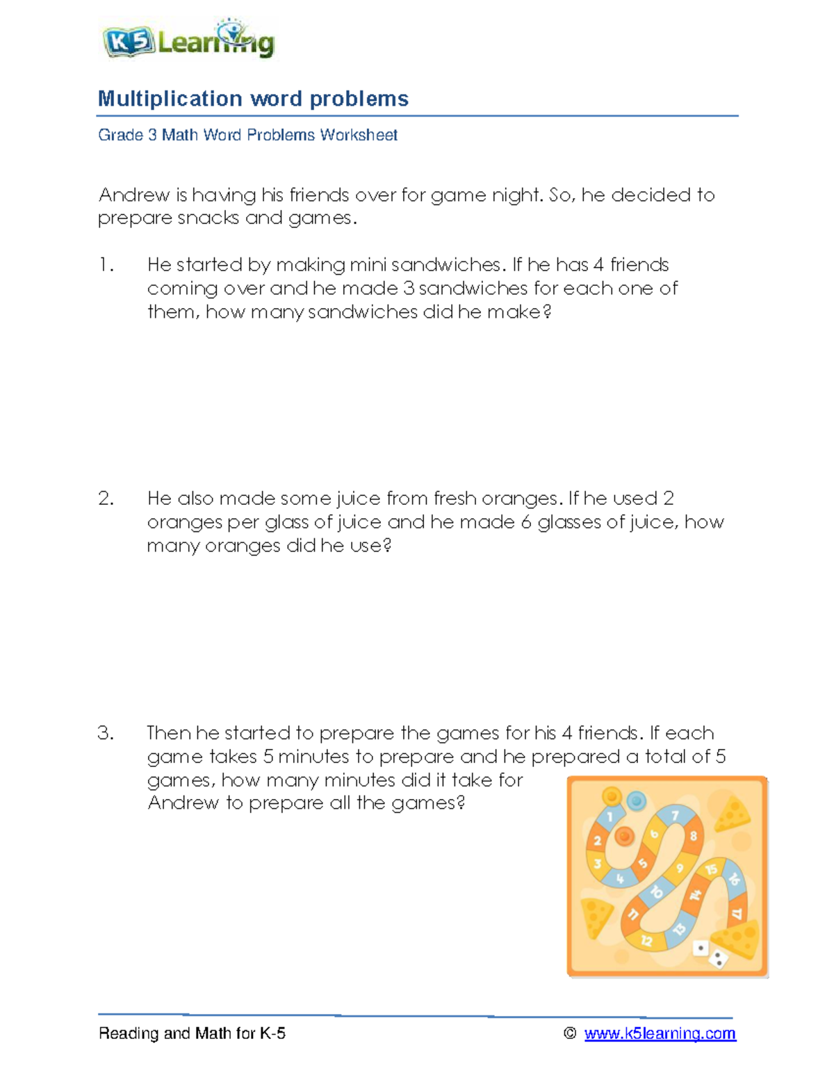 Grade 3 Multiplication Word Problems Worksheet A1 - Studocu
