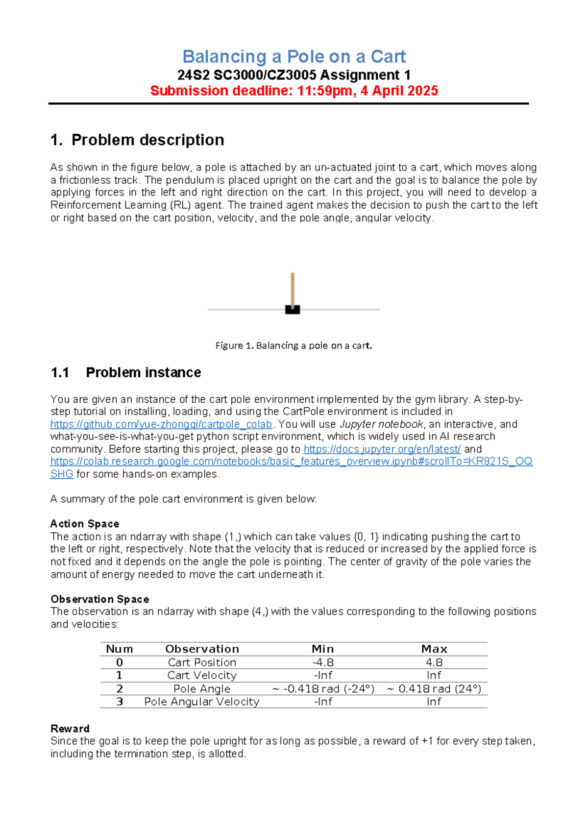 Balancing a Pole on a Cart: 24S2 Lab 1 Submission & Guidelines - Studocu