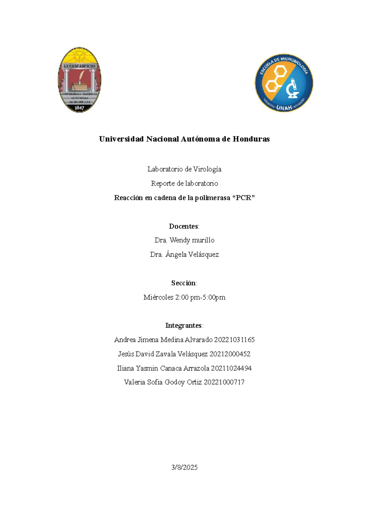 PCR - informe - Virología - Universidad Nacional Autónoma de Honduras ...