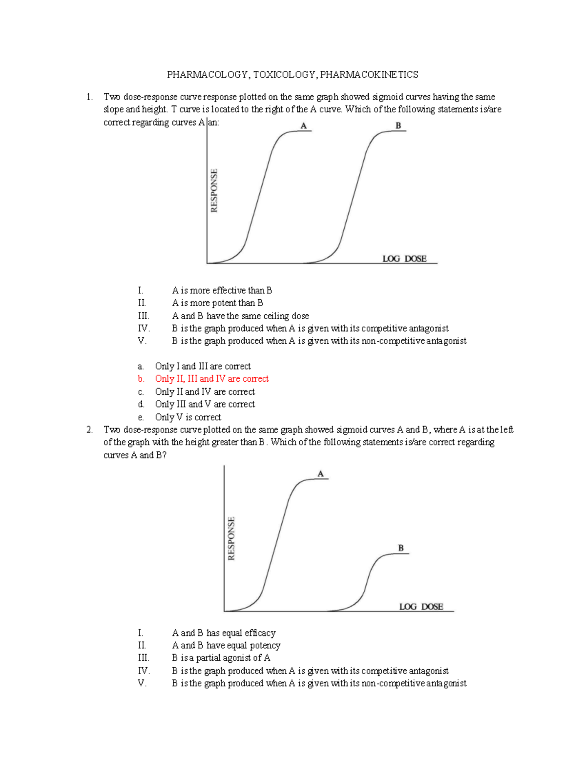 PHARMACOLOGY 1: Key Concepts and Answer Key for Exam Review - Studocu