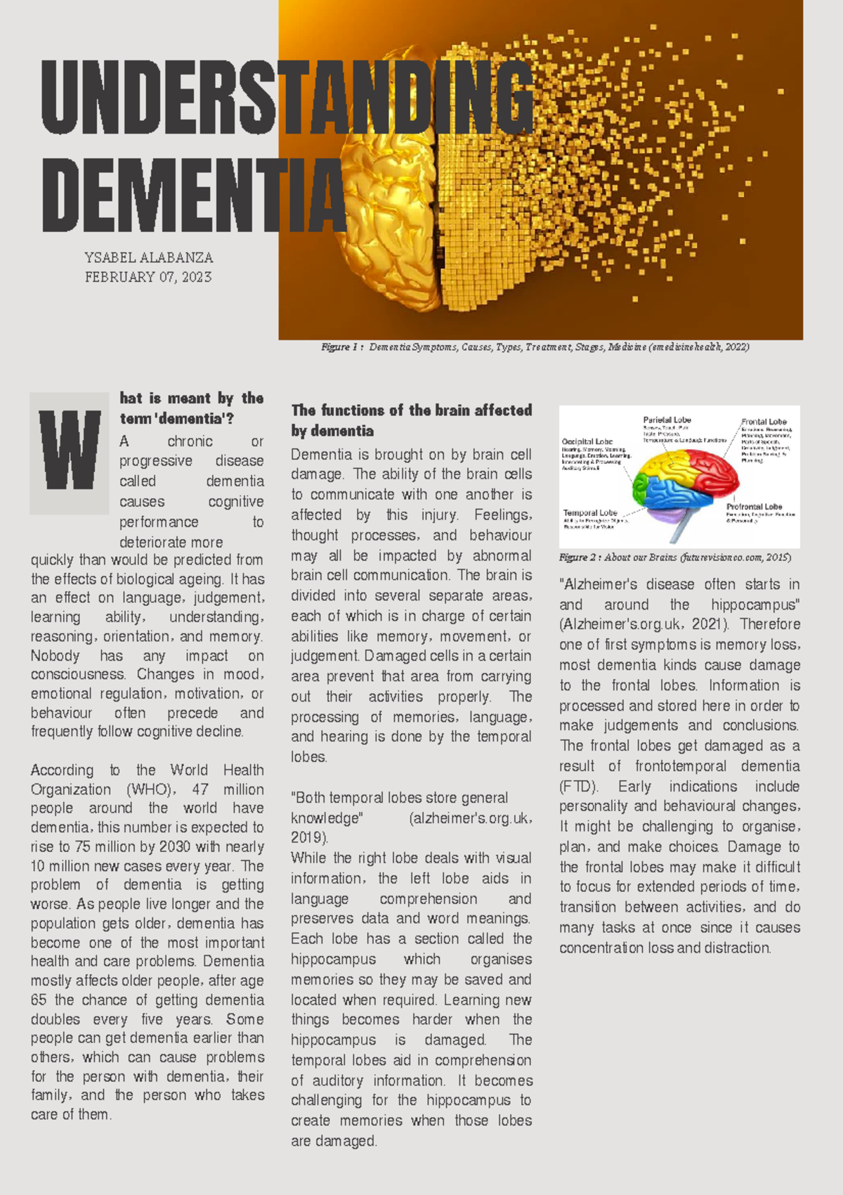 Unit 12: In-Depth Understanding of Dementia and Its Implications - Studocu