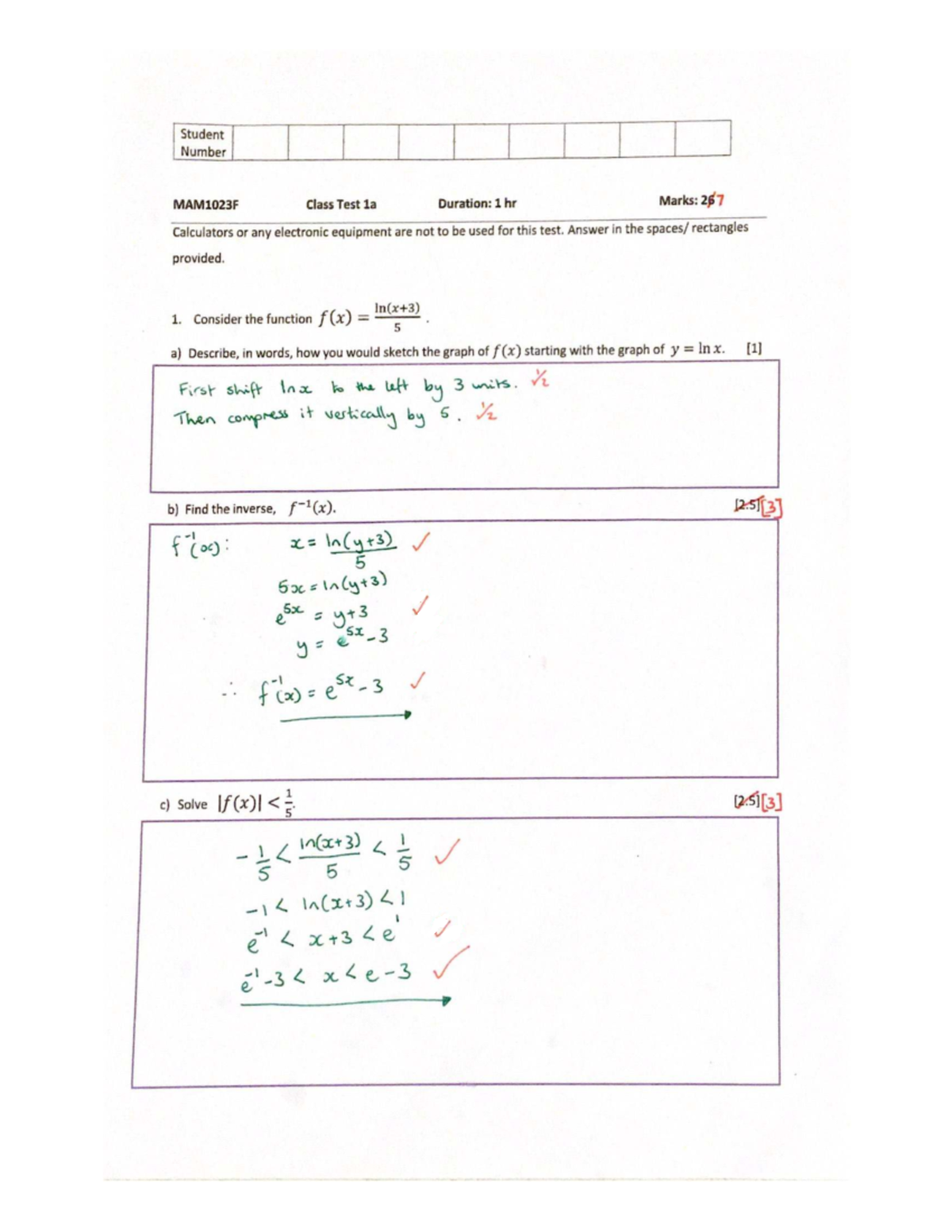 MAM1023F Class Test 1 Solutions (2022) - Studocu