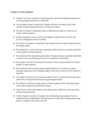 Linear Equations - Study Notes & Assignments - Studocu