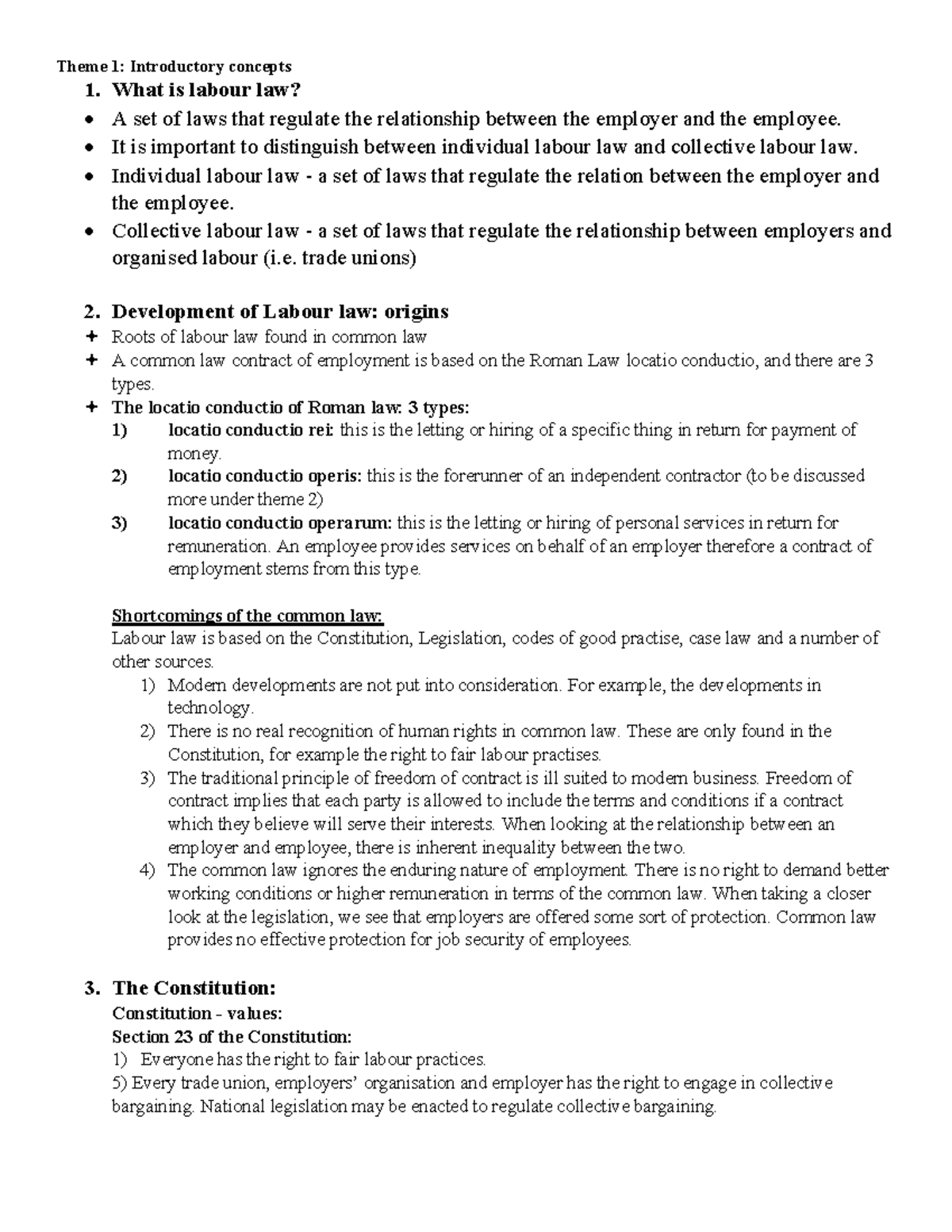 Theme 1: Intro to Labour Law Concepts 321 - Studocu