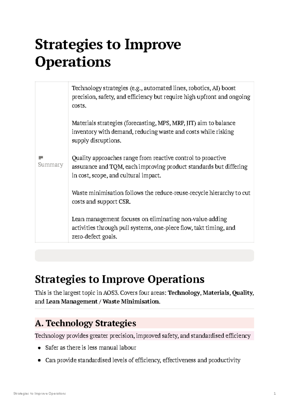 Strategies to Improve Operations: AOS3 Overview on Tech, Materials ...