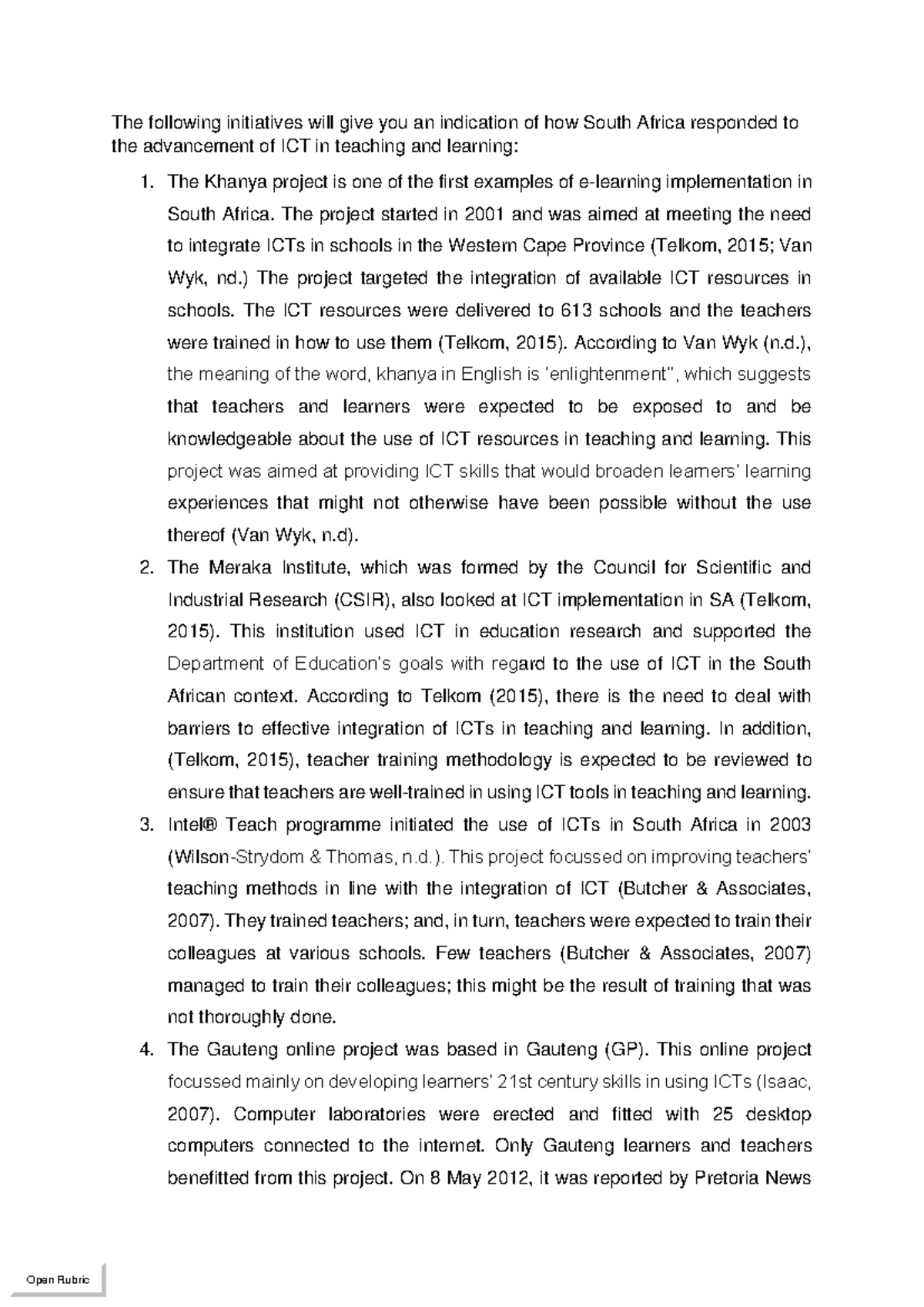 Initiatives for ICT Integration in Education in South Africa - Studocu