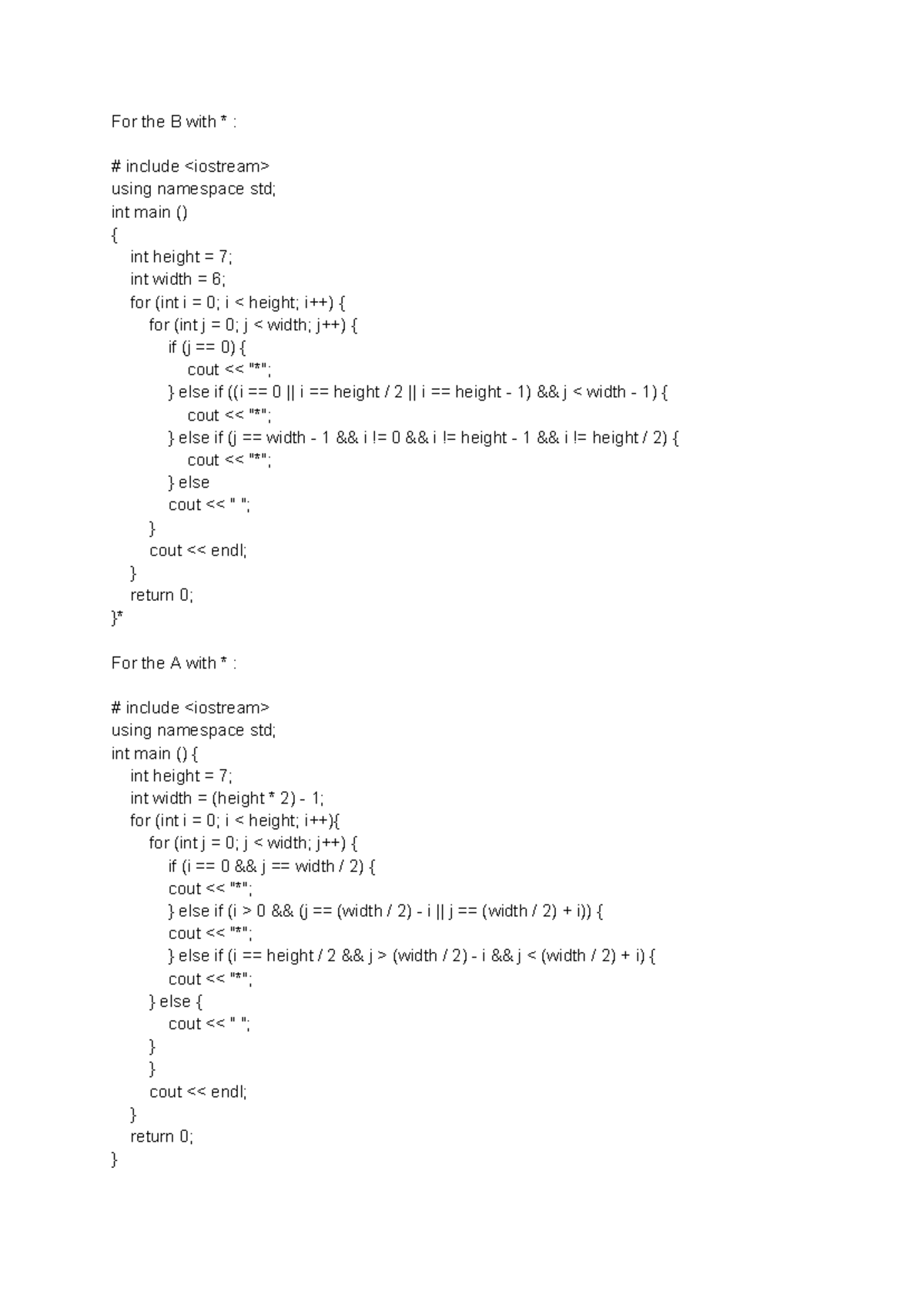 Tài liệu không có tiêu đề - For the B with * : include using namespace ...