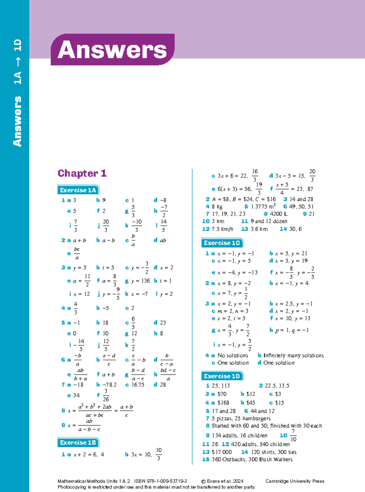 Maths Answers - Exam Questions (Units 1 & 2) - Studocu