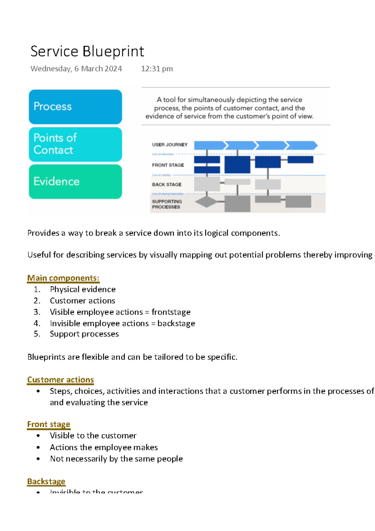 Service Blueprint Analysis: Components & Customer Interactions - Studocu