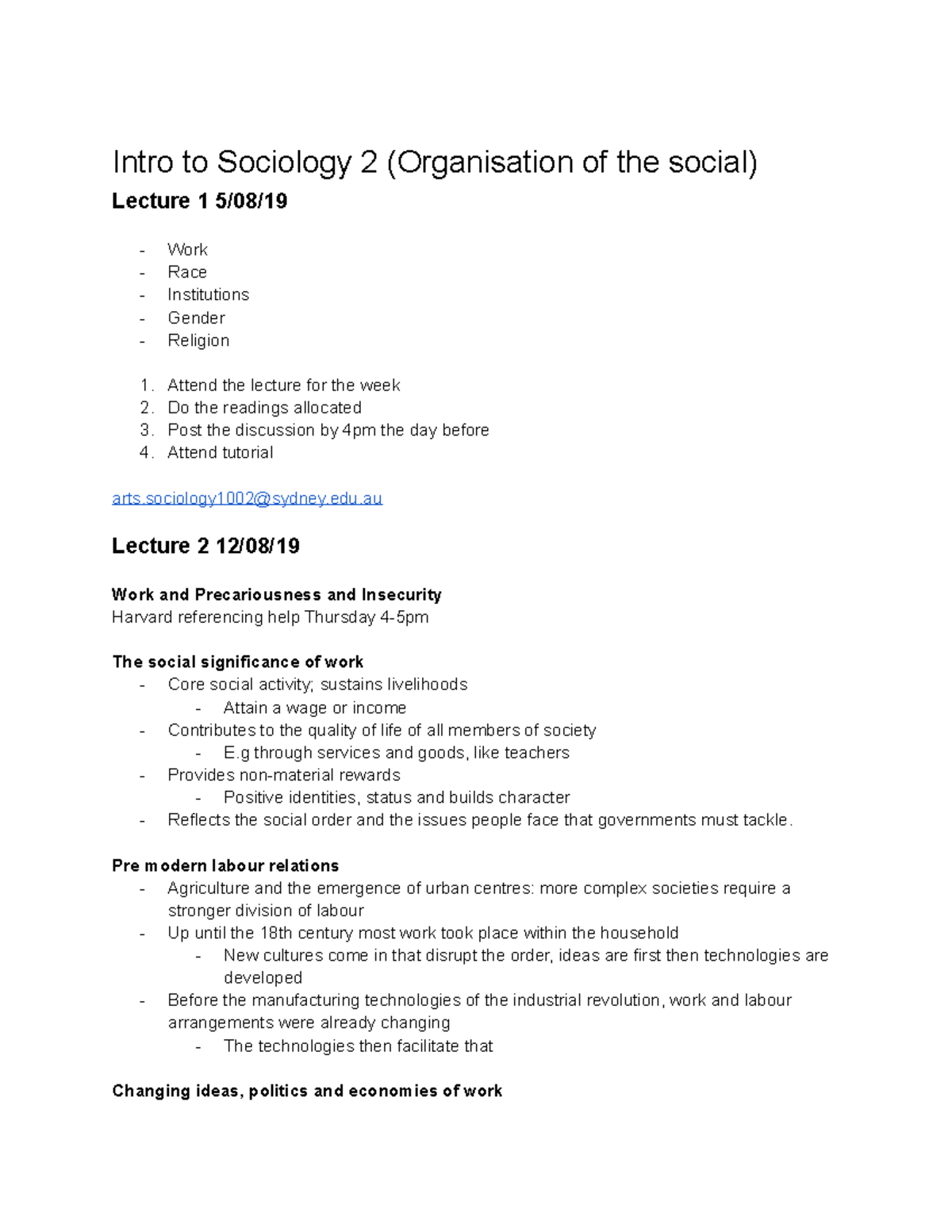 Intro to Sociology 2 - Lecture notes 1-12 - Intro to Sociology 2 ...
