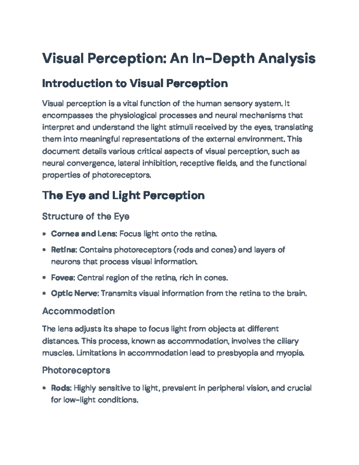 Visual Perception: Physiological and Neural Mechanisms Explained ...