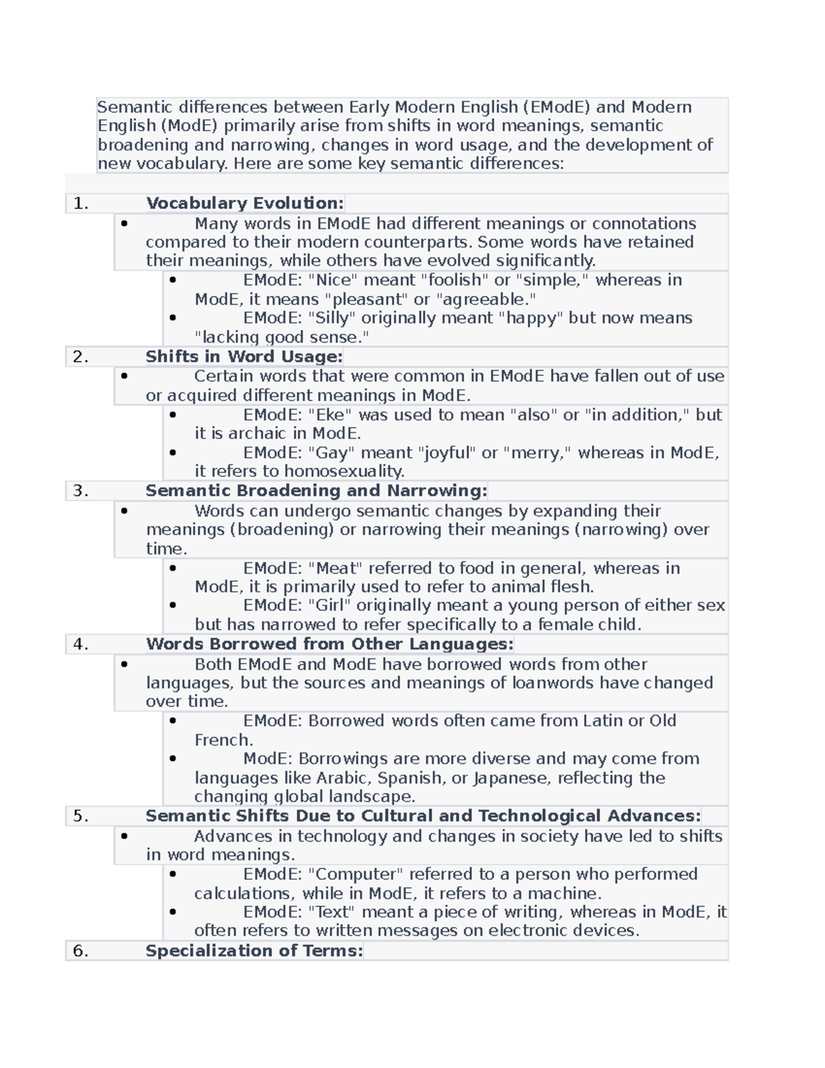 Semantic Changes in EModE vs. ModE: A Linguistic Analysis - Studocu