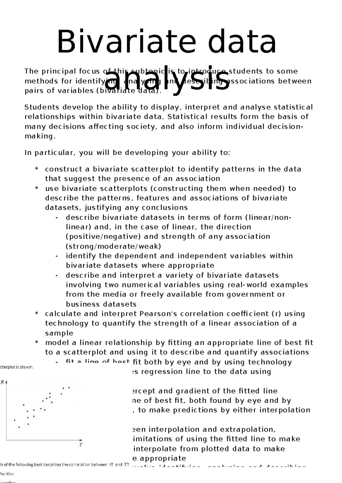 Bivariate Data Analysis Notes: Methods for Identifying Relationships ...